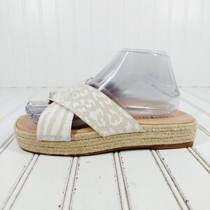 Lucky Brand Women's Gayte Cream Leopard Print Summer Espadrille Sandals M308